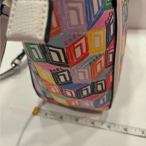 Karl Lagerfeld Paris Crossbody Bag Purse Monogram Cube Multi Color Rainbow NWT - Picture 10 of 12